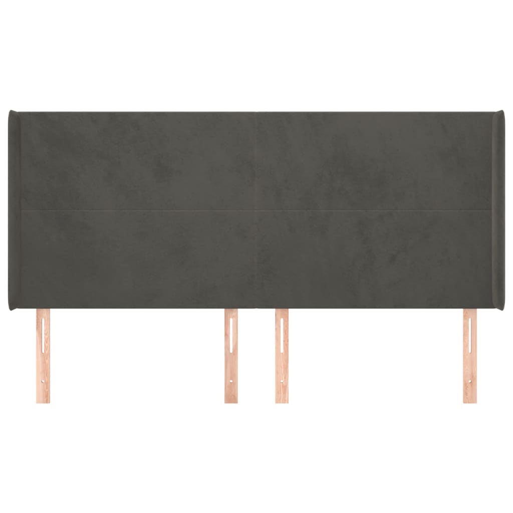 Cabeceira cama c/ abas veludo 163x16x118/128 cm cinzento-escuro