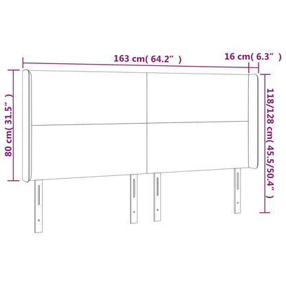 Cabeceira cama c/ abas veludo 163x16x118/128 cm cinzento-escuro