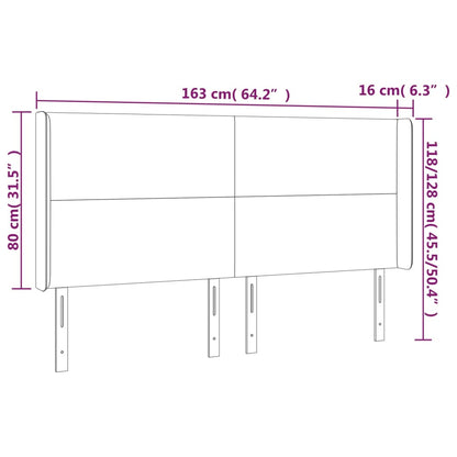 Cabeceira cama c/ abas veludo 163x16x118/128 cm rosa