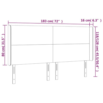 Cabeceira cama c/ abas veludo 183x16x118/128 cm cinzento-claro
