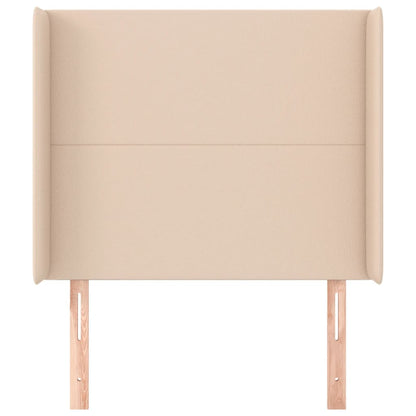 Cabeceira cama c/ abas couro artif. 83x16x118/128cm cappuccino