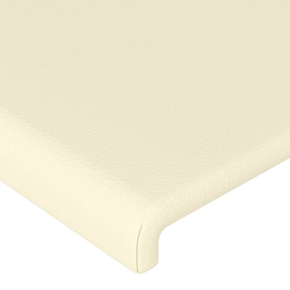 Cabeceira cama c/ abas couro artificial 93x16x118/12 cm creme