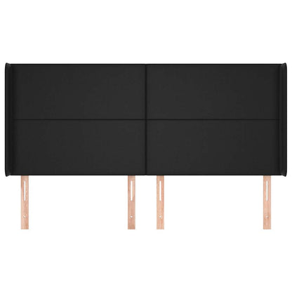 Cabeceira de cama c/ abas couro artif. 163x16x118/128 cm preto