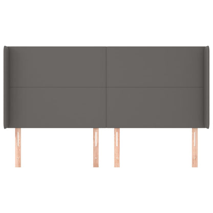 Cabeceira cama c/ abas couro artif. 163x16x118/128 cm cinzento
