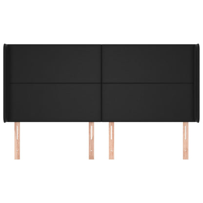 Cabeceira de cama c/ abas couro artif. 183x16x118/128 cm preto