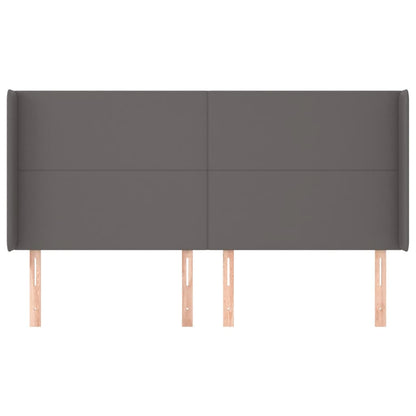 Cabeceira cama c/ abas couro artif. 183x16x118/128 cm cinzento