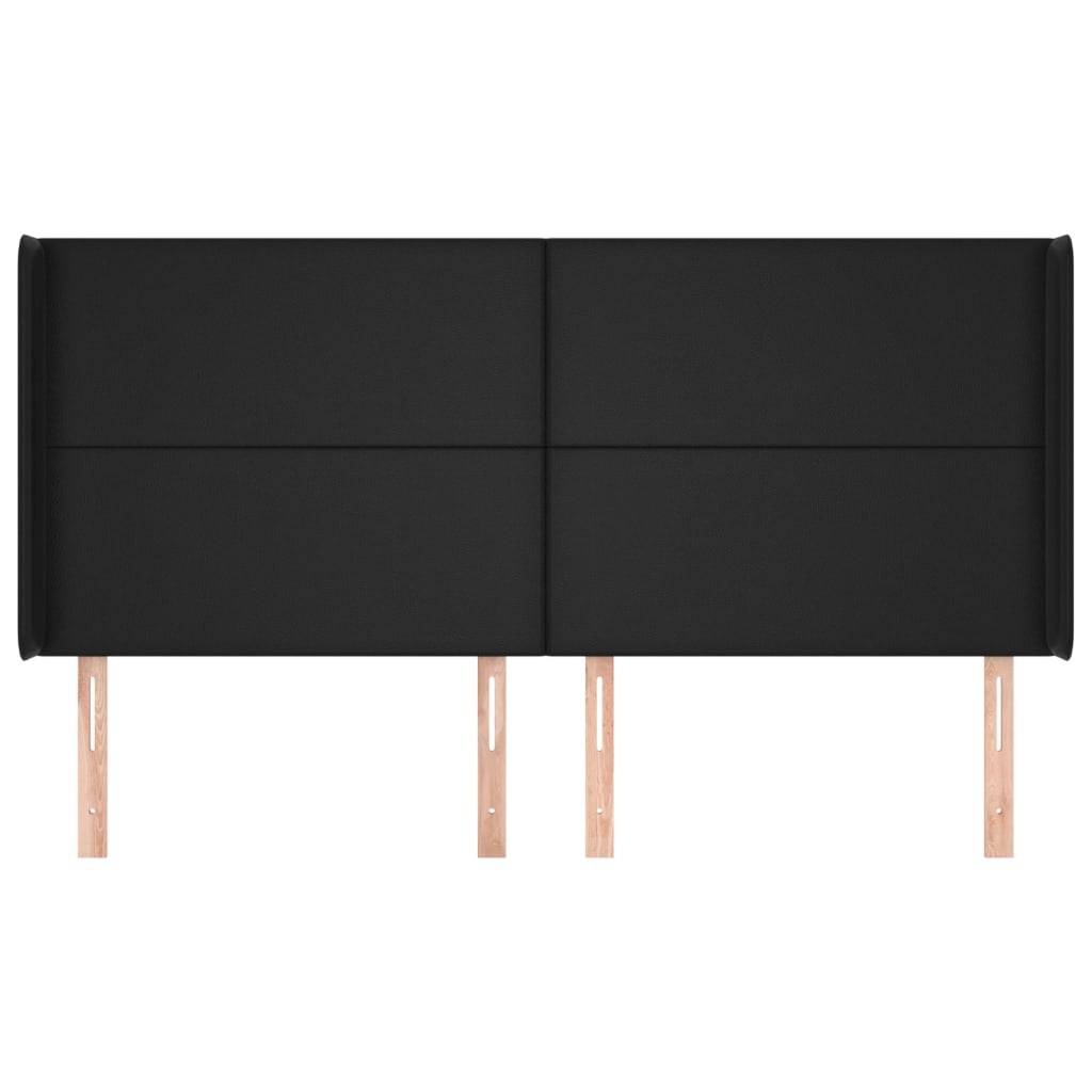 Cabeceira de cama c/ abas couro artif. 203x16x118/128 cm preto