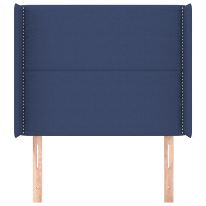 Cabeceira de cama c/ abas tecido 103x16x118/128 cm azul