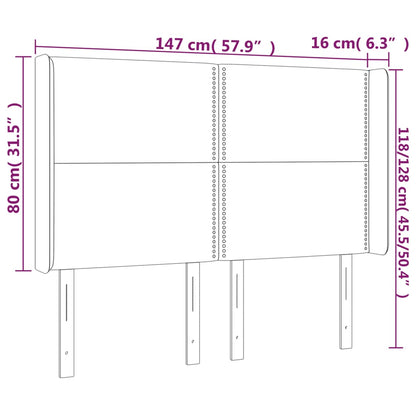 Cabeceira cama c/ abas tecido 147x16x118/128 cm cinzento-claro