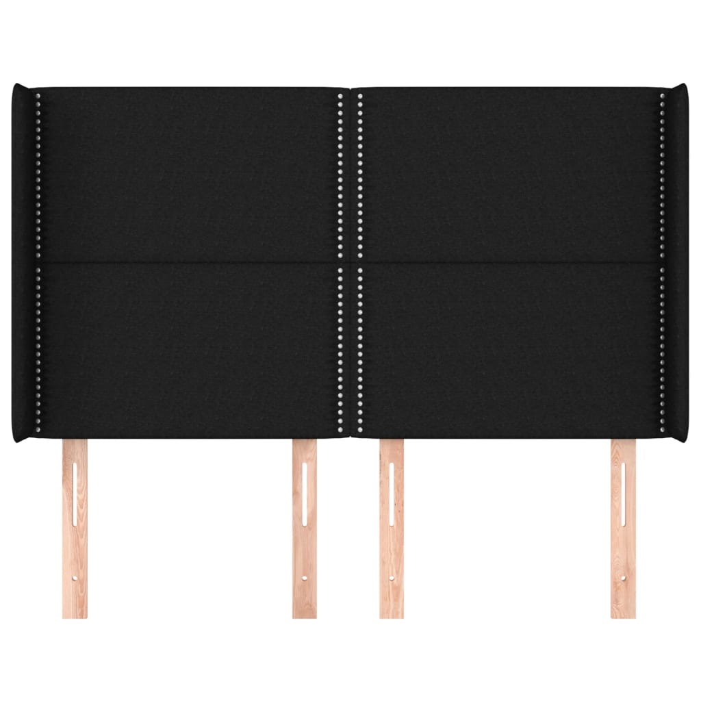 Cabeceira de cama c/ abas tecido 147x16x118/128 cm preto
