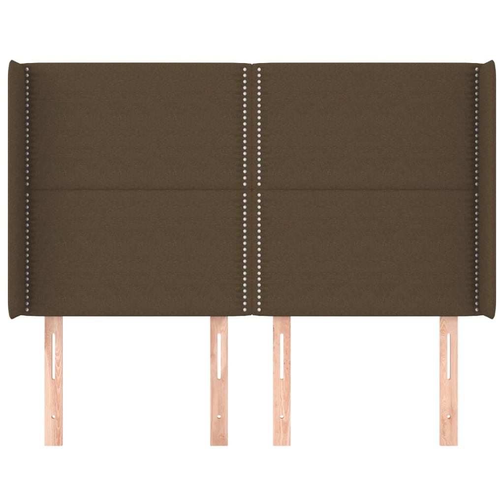 Cabeceira cama c/ abas tecido 147x16x118/128 cm castanho-escuro