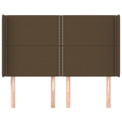 Cabeceira cama c/ abas tecido 147x16x118/128 cm castanho-escuro