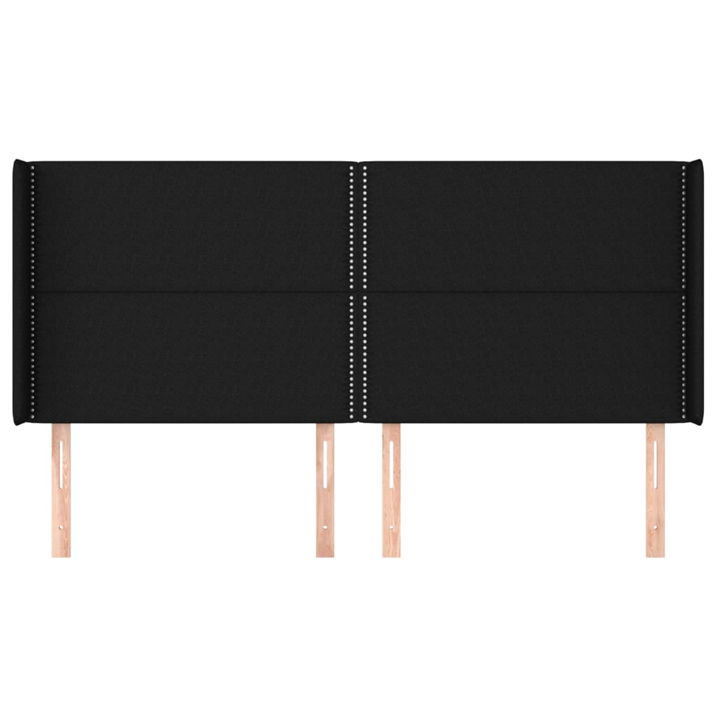 Cabeceira de cama c/ abas tecido 163x16x118/128 cm preto