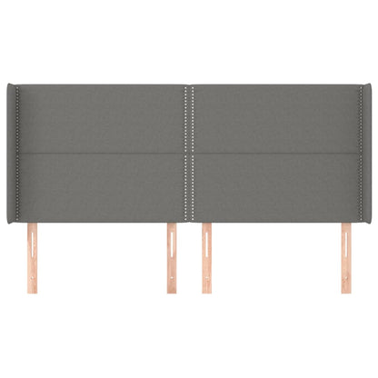 Cabeceira cama c/ abas tecido 203x16x118/128 cm cinzento-escuro