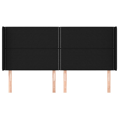 Cabeceira de cama c/ abas tecido 203x16x118/128 cm preto