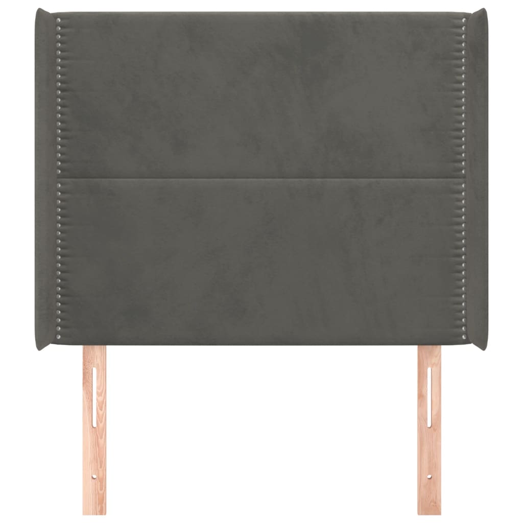 Cabeceira cama c/ abas veludo 93x16x118/128 cm cinzento-escuro