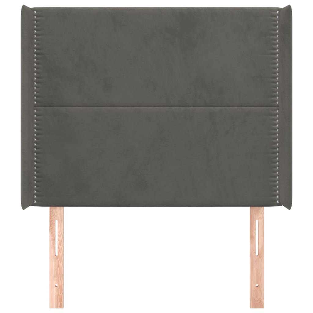 Cabeceira cama c/ abas veludo 103x16x118/128 cm cinzento-escuro