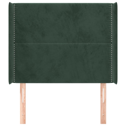 Cabeceira cama c/ abas veludo 103x16x118/128 cm verde-escuro
