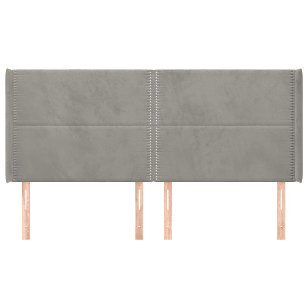 Cabeceira cama c/ abas veludo 203x16x118/128 cm cinzento-claro