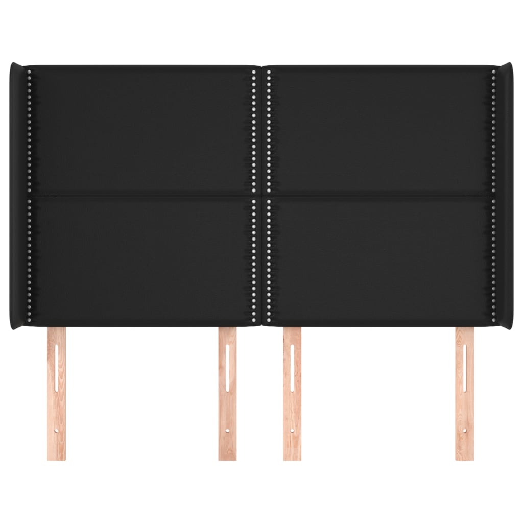 Cabeceira de cama c/ abas couro artif. 147x16x118/128 cm preto