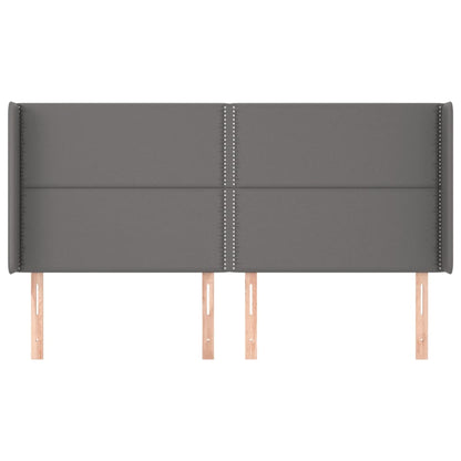 Cabeceira cama c/ abas couro artif. 183x16x118/128 cm cinzento