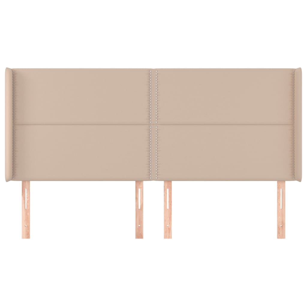 Cabeceira cama c/ abas couro artif. 183x16x118/128cm cappuccino