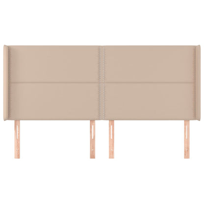 Cabeceira cama c/ abas couro artif. 183x16x118/128cm cappuccino