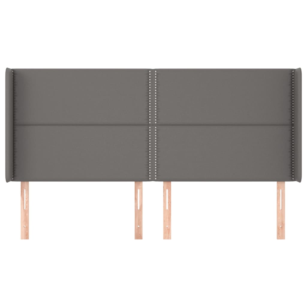 Cabeceira cama c/ abas couro artif. 203x16x118/128 cm cinzento