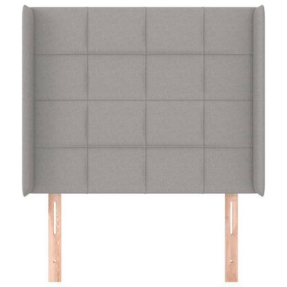 Cabeceira de cama c/ abas tecido 83x16x118/128cm cinzento-claro