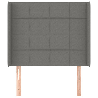 Cabeceira cama c/ abas tecido 103x16x118/128 cm cinzento-escuro