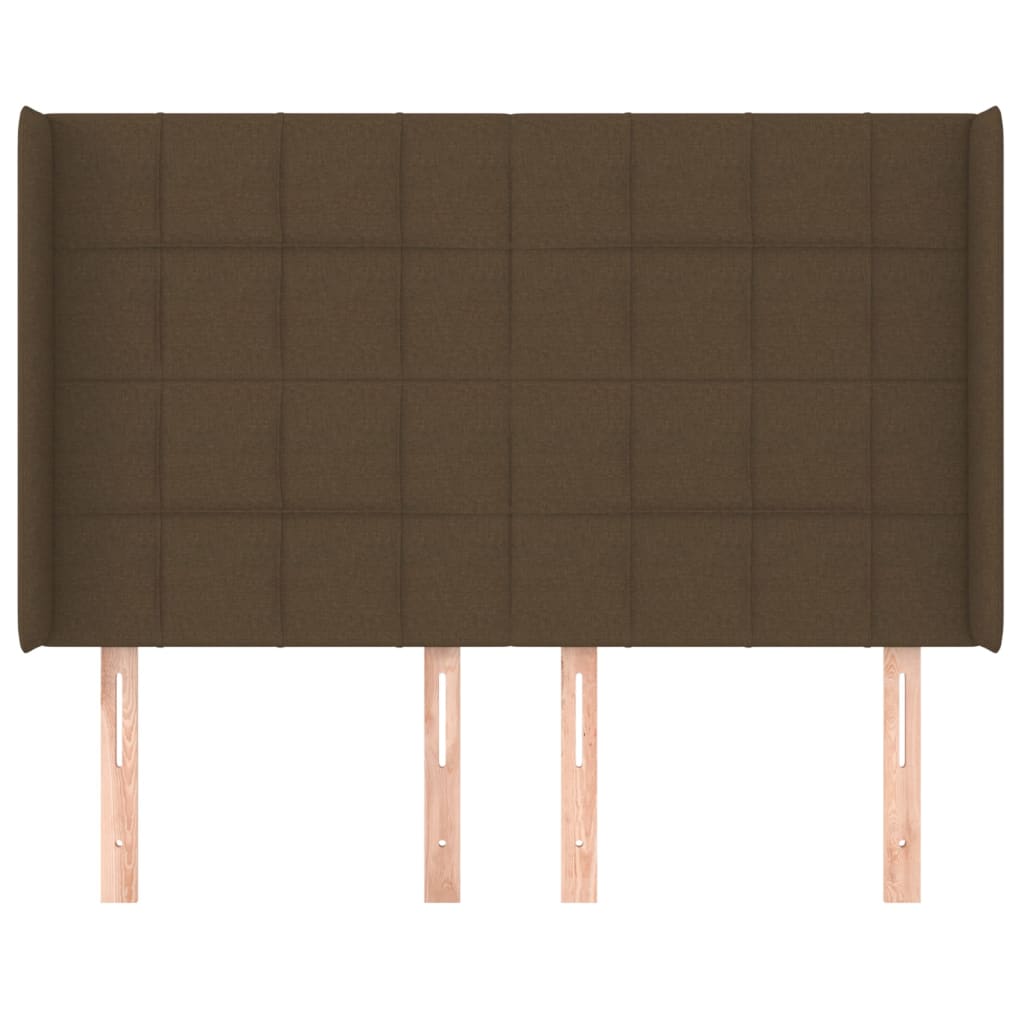 Cabeceira cama c/ abas tecido 147x16x118/128 cm castanho-escuro