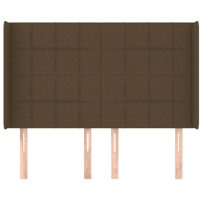 Cabeceira cama c/ abas tecido 147x16x118/128 cm castanho-escuro