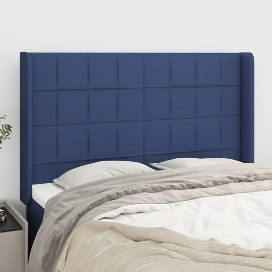 Cabeceira de cama c/ abas tecido 147x16x118/128 cm azul