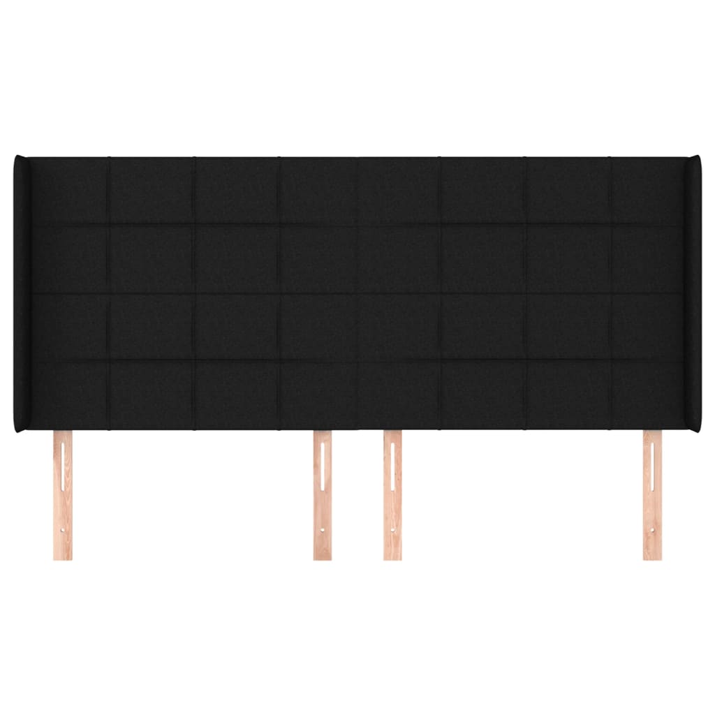 Cabeceira de cama c/ abas tecido 163x16x118/128 cm preto