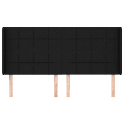 Cabeceira de cama c/ abas tecido 163x16x118/128 cm preto