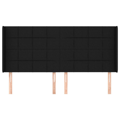 Cabeceira de cama c/ abas tecido 183x16x118/128 cm preto