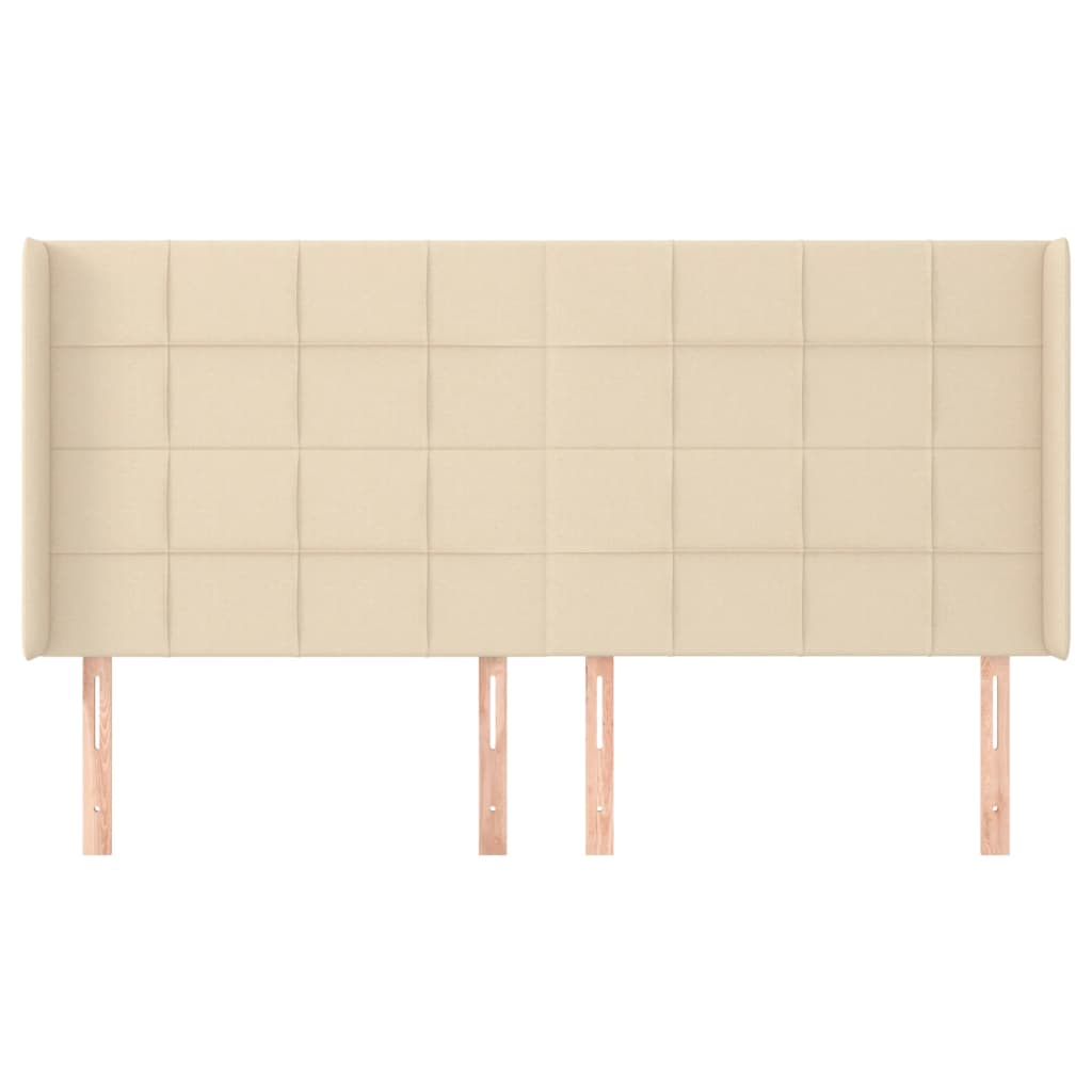 Cabeceira de cama c/ abas tecido 183x16x118/128 cm creme