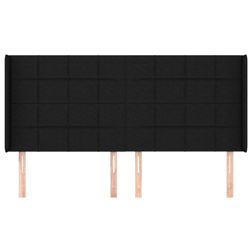 Cabeceira de cama c/ abas tecido 203x16x118/128 cm preto