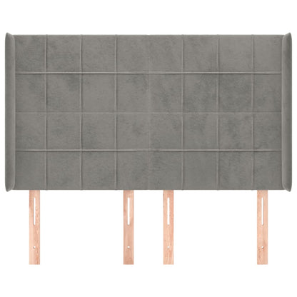 Cabeceira cama c/ abas veludo 147x16x118/128 cm cinzento-claro