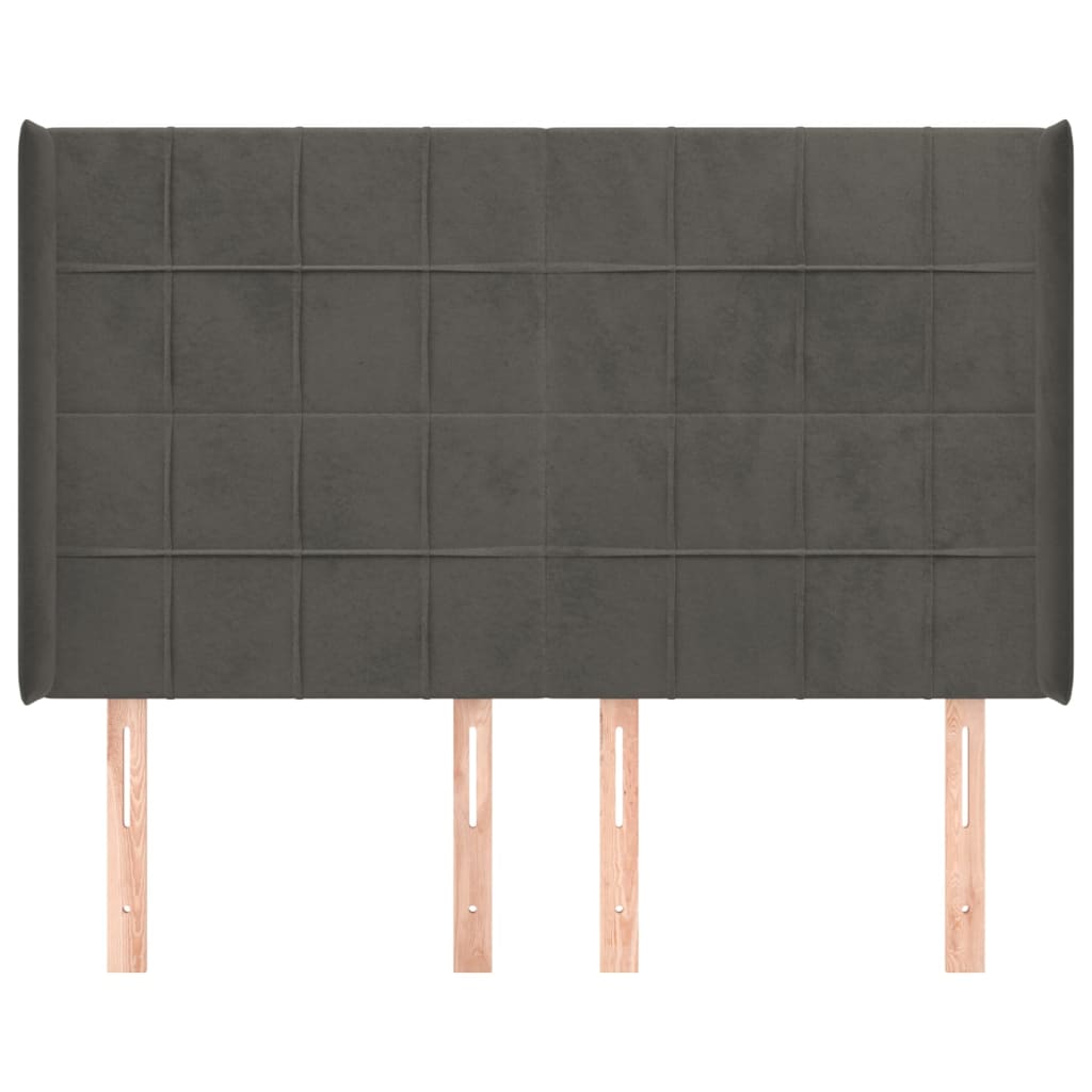 Cabeceira cama c/ abas veludo 147x16x118/128 cm cinzento-escuro