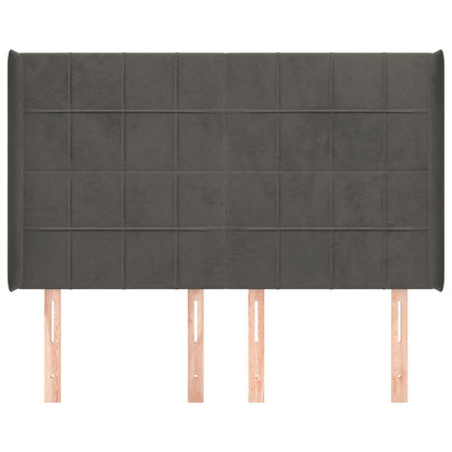 Cabeceira cama c/ abas veludo 147x16x118/128 cm cinzento-escuro