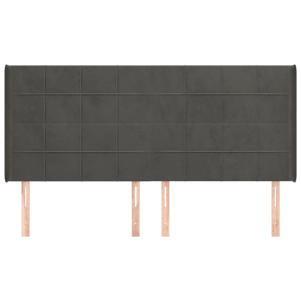 Cabeceira cama c/ abas veludo 163x16x118/128 cm cinzento-escuro