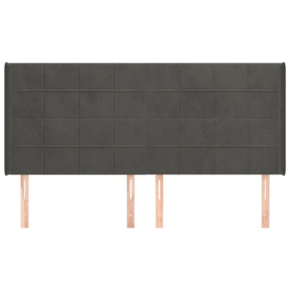 Cabeceira cama c/ abas veludo 163x16x118/128 cm cinzento-escuro