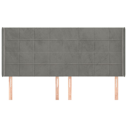 Cabeceira cama c/ abas veludo 183x16x118/128 cm cinzento-claro