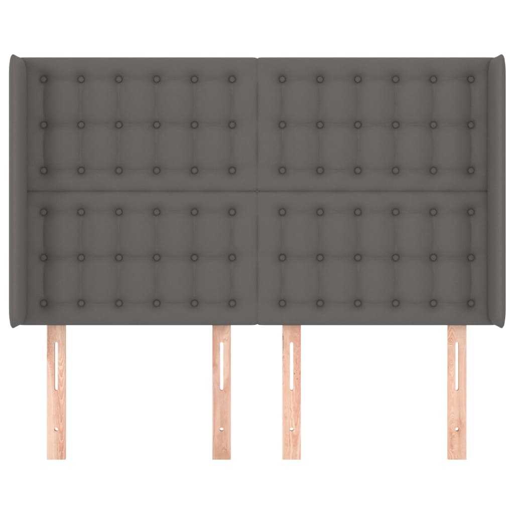 Cabeceira cama c/ abas couro artif. 147x16x118/128 cm cinzento