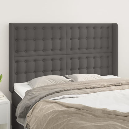 Cabeceira cama c/ abas couro artif. 147x16x118/128 cm cinzento