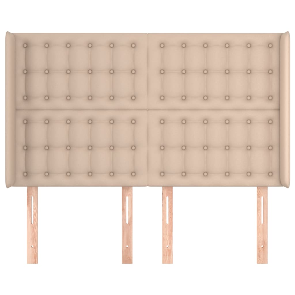 Cabeceira cama c/ abas couro artif. 147x16x118/128cm cappuccino