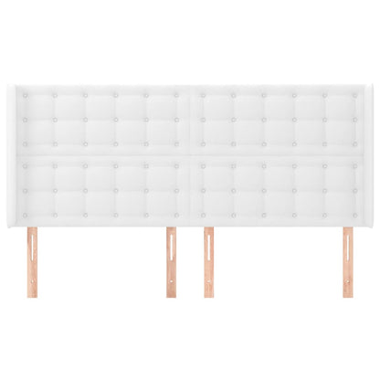 Cabeceira cama c/ abas couro artificial 183x16x118/128cm branco