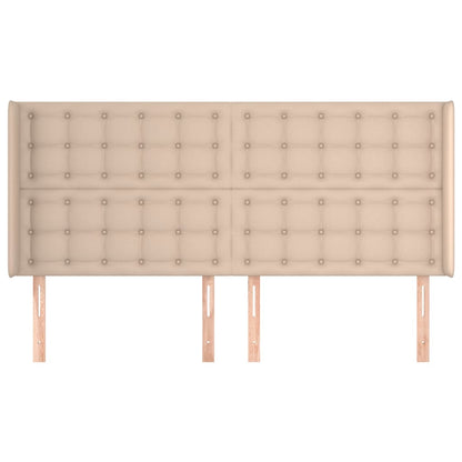 Cabeceira cama c/ abas couro artif. 183x16x118/128cm cappuccino
