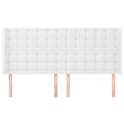 Cabeceira cama c/ abas couro artificial 203x16x118/128cm branco